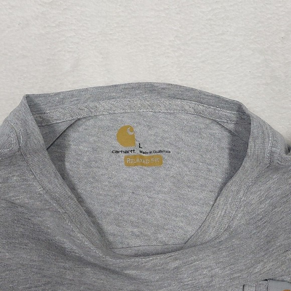Carhartt Relaxed Fit Gray Short Sleeve Workwear Pocket T-Shirt Men's Size Large - Picture 2 of 6